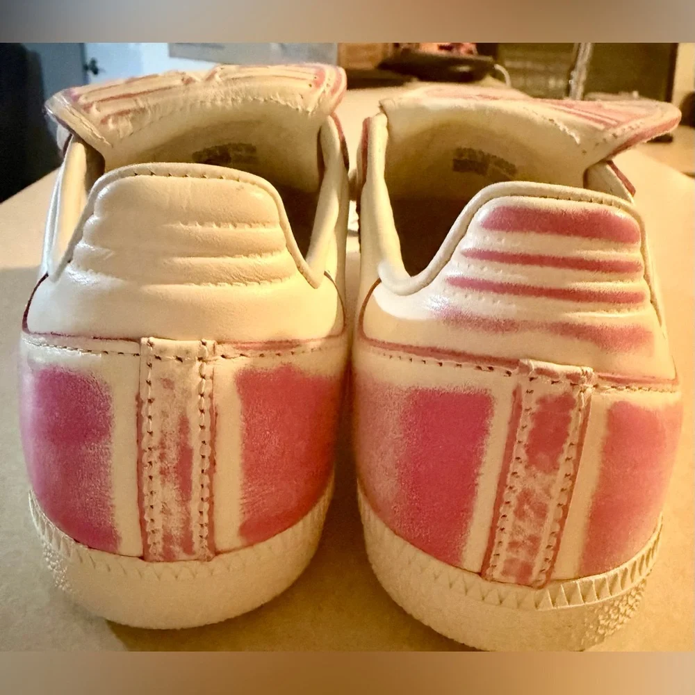 Adidas Samba Distressed Pack Cream White/ Shock Pink Leather Sneakers Women’s 7 - Picture 4 of 11